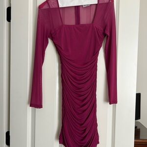 Beginning Boutique Pink Ruched Bodycon Dress